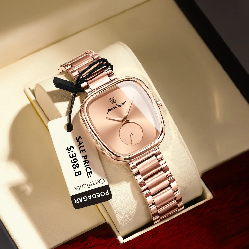 Montre Femme Acier Inoxydable Waterproof – Quartz Minimaliste (Or Rose)