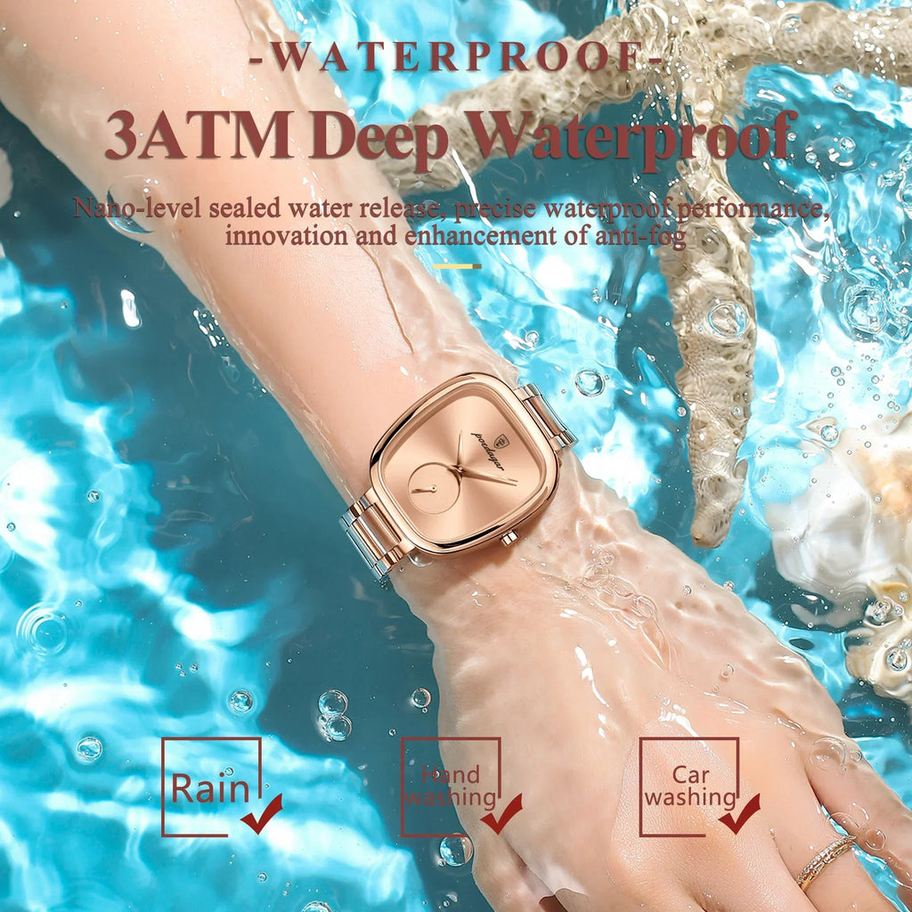 Montre Femme Acier Inoxydable Waterproof – Quartz Minimaliste (Or Rose)