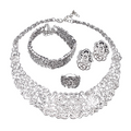 Parure de Bijoux Mariée – Collier, Boucles d'Oreilles, Bague & Bracelet (Argent)
