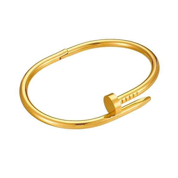 Bracelet Clou Minimaliste – Jonc Vis Élégant Doré